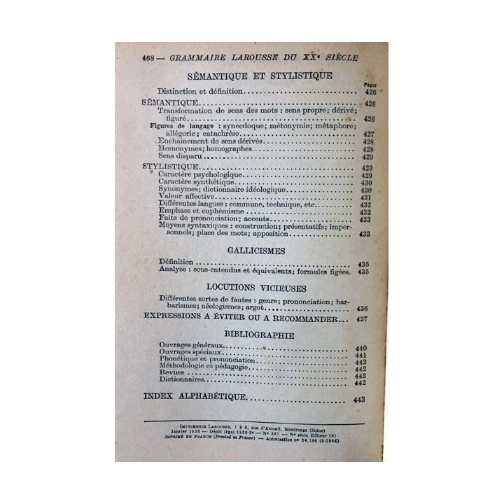 1. Grammaire Larousse du XXe siècle aux éditions Librairie Larousse 1936