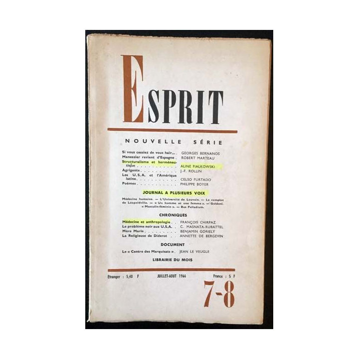 1. Esprit nouvelle série 7-8 Juillet-Aout 1966