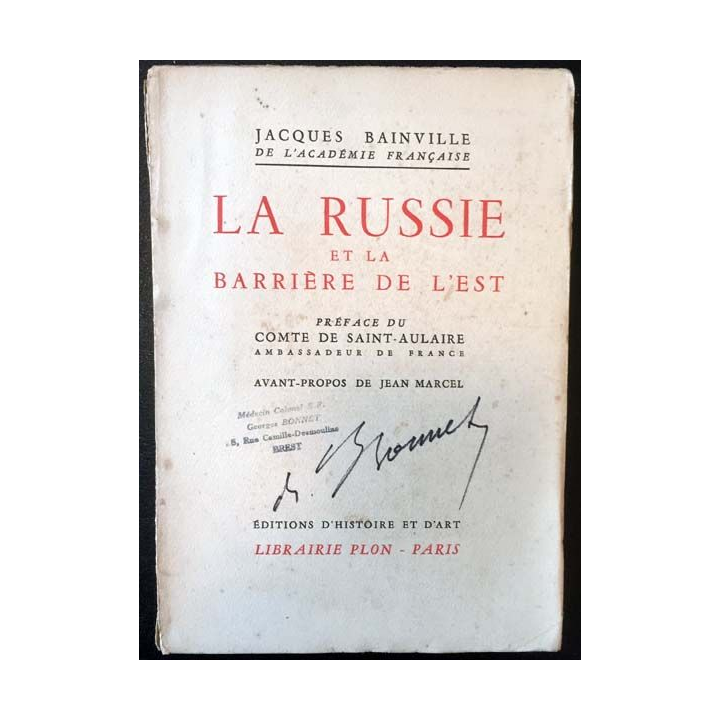 1. La Russie et la barrière de l'Est de Jacques Bainville aux éditions Librairie Plon