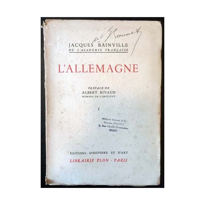 1. L'Allemagne Tome 1 de Jacques Bainville aux éditions Librairie Plon