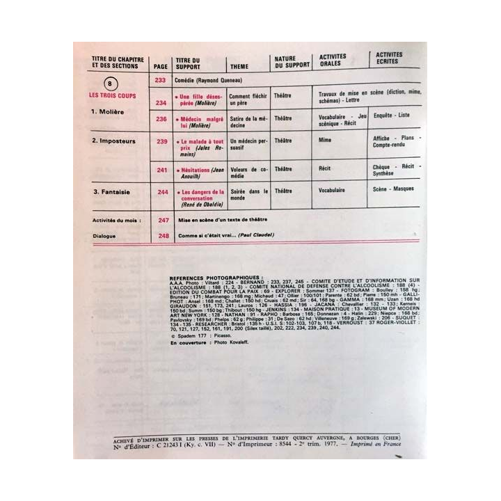 1. Français 6e textes et activités de H. Mitterand, J. Labeyrie, M. Pougeoise et F. Égéa aux éditions Fernand Nathan