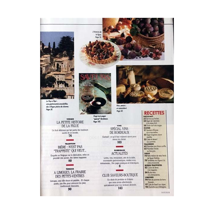 1. Saveurs n°7 Septembre - Octobre 1990 Spécial vins de Bordeaux