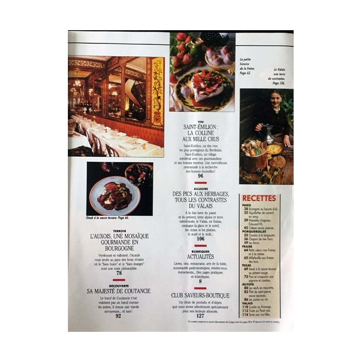 1. Saveurs n°11 Avril - Mai 1991 Paris les restaurents 1900