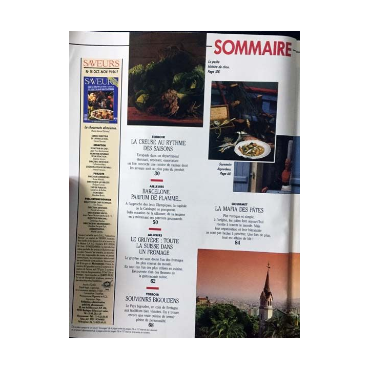1. Saveurs n°15 Octobre - Novembre 1991 Barcelone la cuisine catalane