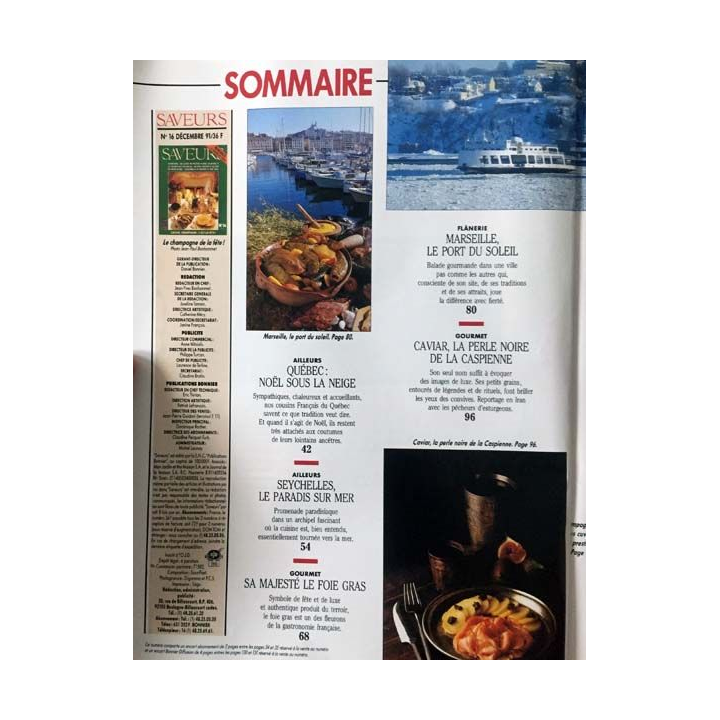 1. Saveurs n°16 Décembre 1991 Marseille la cuisine du soleil