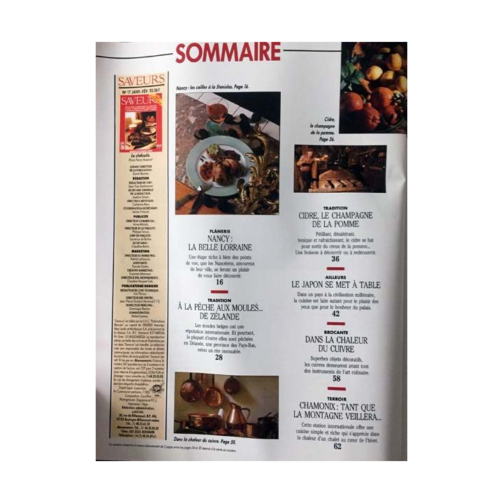 1. Saveurs n°17 Janvier - Février 1992 Nancy la lorraine gourmande