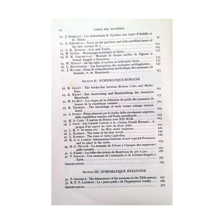 1. Congrès international de numismatique Paris 6 - 11 juillet 1953 Tome deuxième de Jean Babelon et Jean Lafaurie