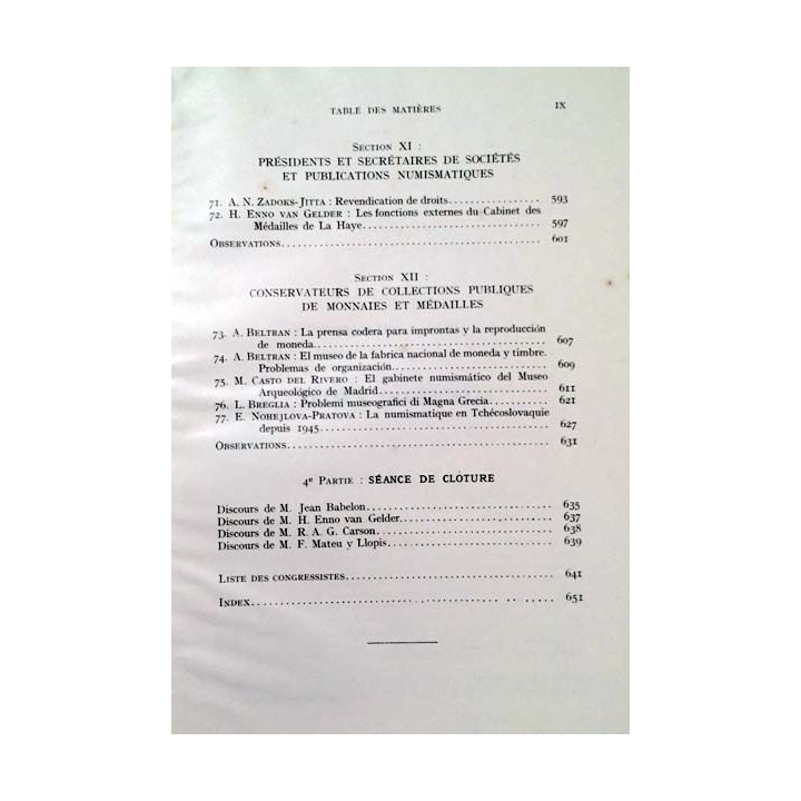 1. Congrès international de numismatique Paris 6 - 11 juillet 1953 Tome deuxième de Jean Babelon et Jean Lafaurie