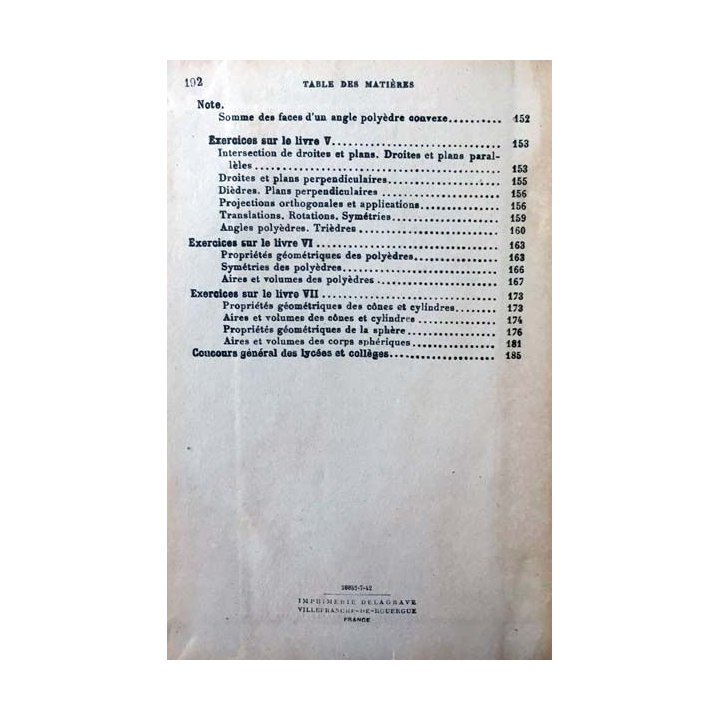 1. Précis de Géométrie dans l'Espace par F. Brachet et J. Dumarqué aux éditions Librairie Delagrave