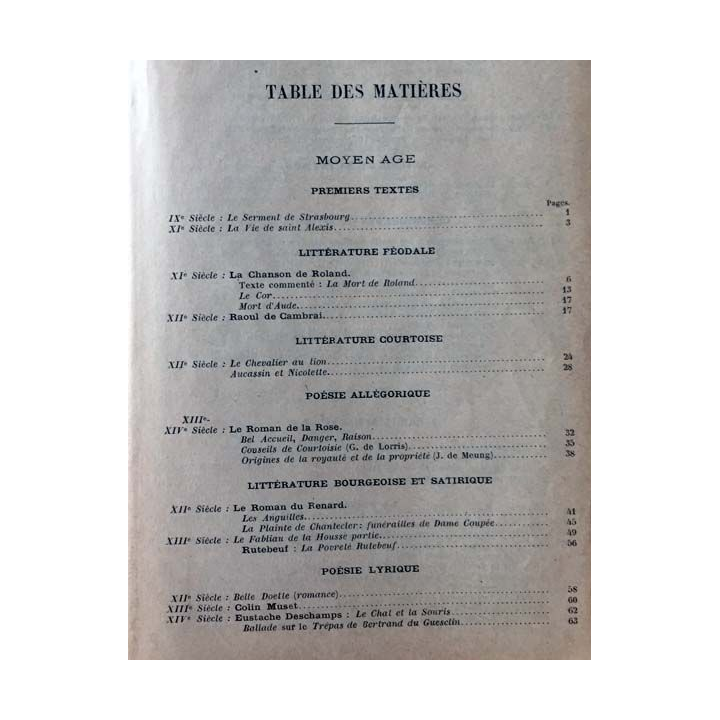 1. Morceaux choisis des Auteurs Français du Moyen Age à nos Jours par Ch.-M. Des Granges