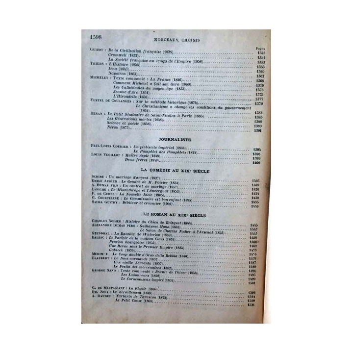 1. Morceaux choisis des Auteurs Français du Moyen Age à nos Jours par Ch.-M. Des Granges