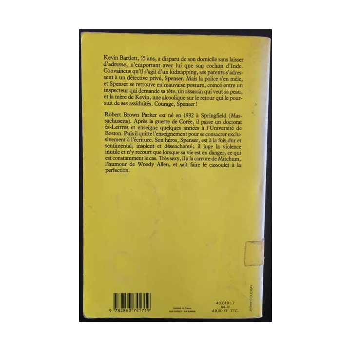 1. Le Disparu de Robert B. Parker aux éditions Mazarine