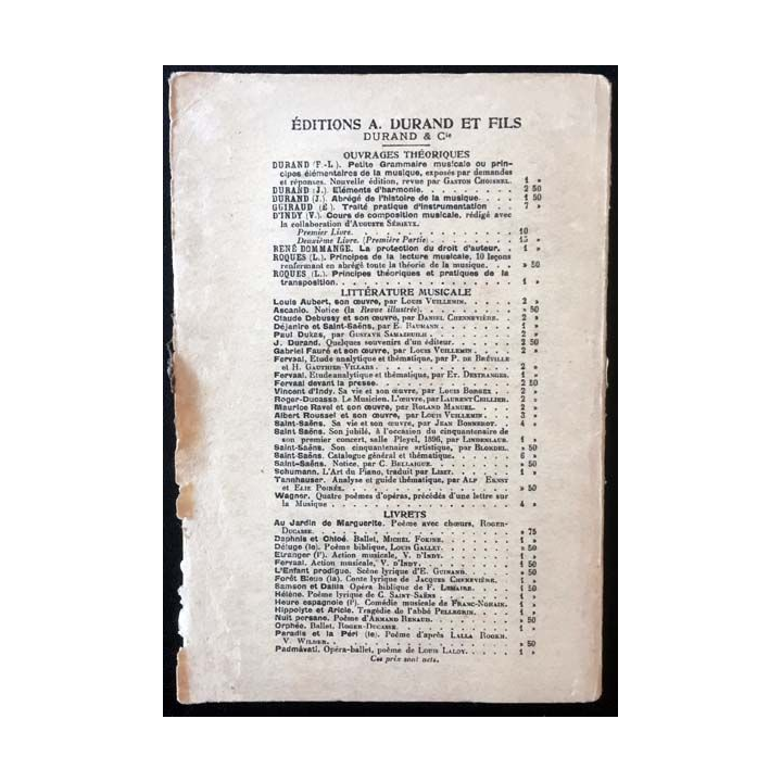 1. Vincent d'Indy sa vie et son oeuvre de Louis Borgex aux éditions A. Durand et fils