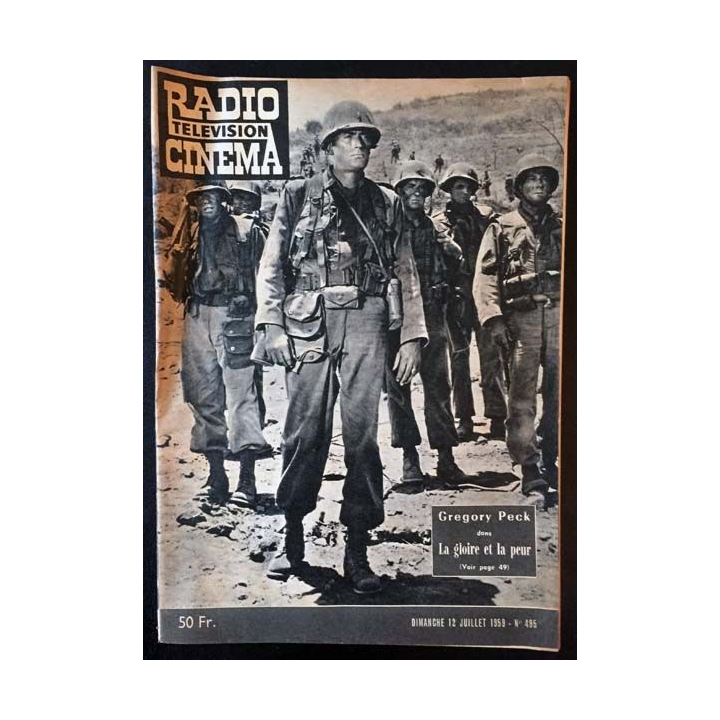 1. Radio télévision cinéma n°495 - Dimanche 12 juillet 1959 Gregory Peck dans La gloire et la peur
