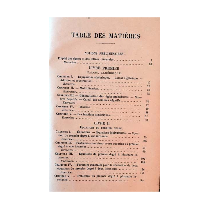 1. Éléments d'algèbre conforme aux programmes du 29 juillet 1874 de C. Vaquant