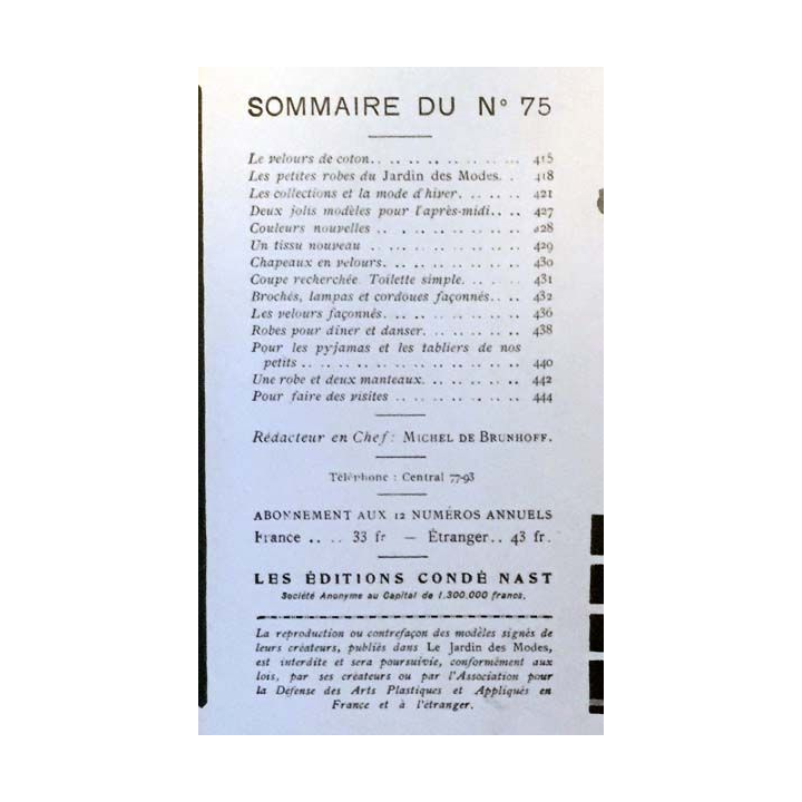 1. Le Jardin des Modes n°75 - 15 Octobre 1925 Le joli petit village