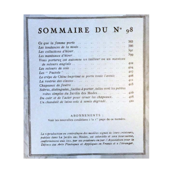 1. Le Jardin des Modes n°98 - 15 Septembre 1927 Au pays Basque