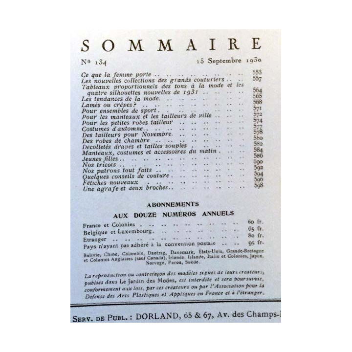 1. Le Jardin des Modes n°134 - 15 Septembre 1930 L'heure du thé
