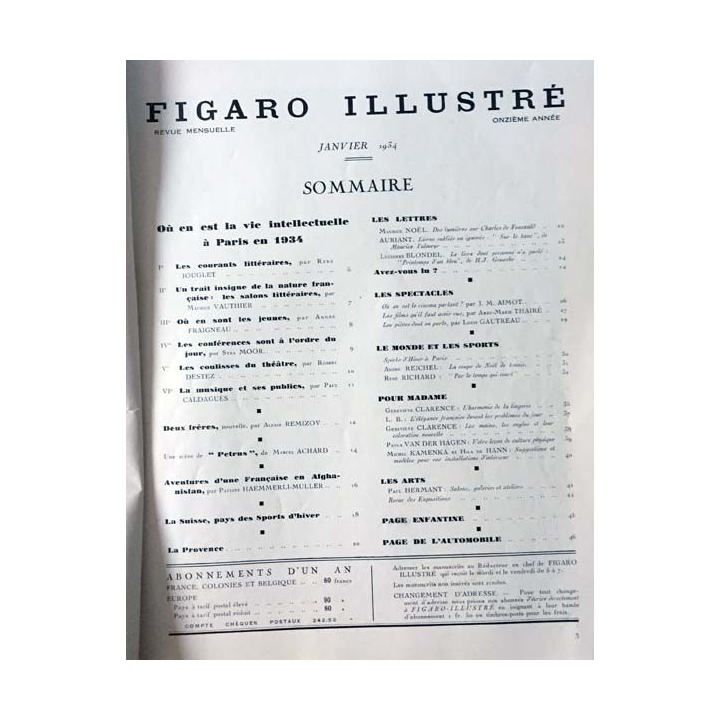 1. Revue mensuelle Figaro illustré Janvier 1934
