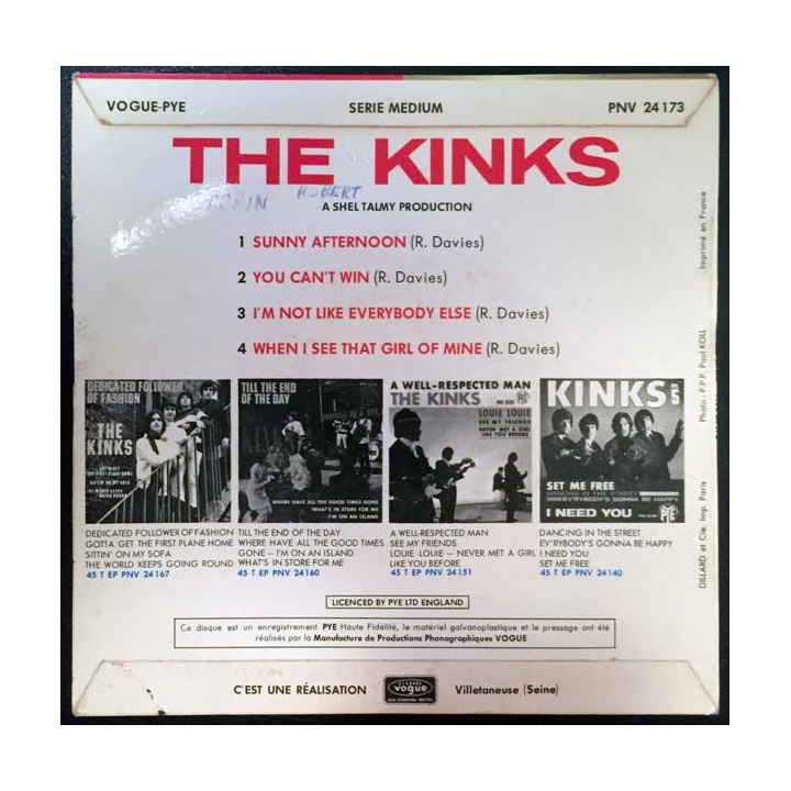 Disque 45 tours : The Kinks