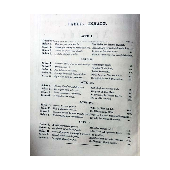 1. Armide Oper in fünf Acten de Chr. Gluck