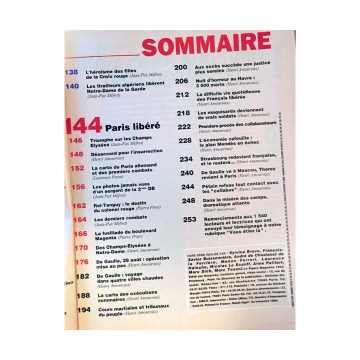 1. Le Figaro magazine Henri Amouroux Jean-Pax Mefret racontent 1944 Images, récits, témoignages