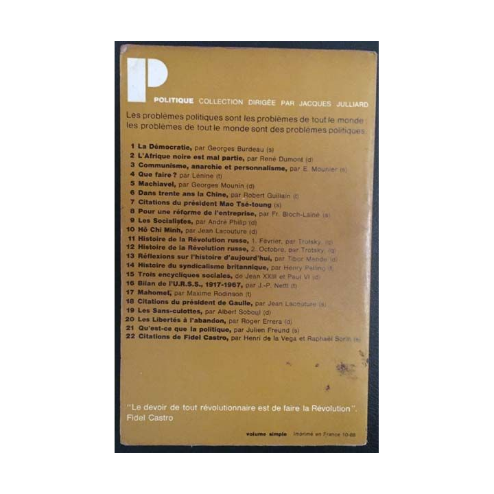 1. Citations de Fidel Castro de Henri de la Vega et Raphael Sorin aux éditions du Seuil