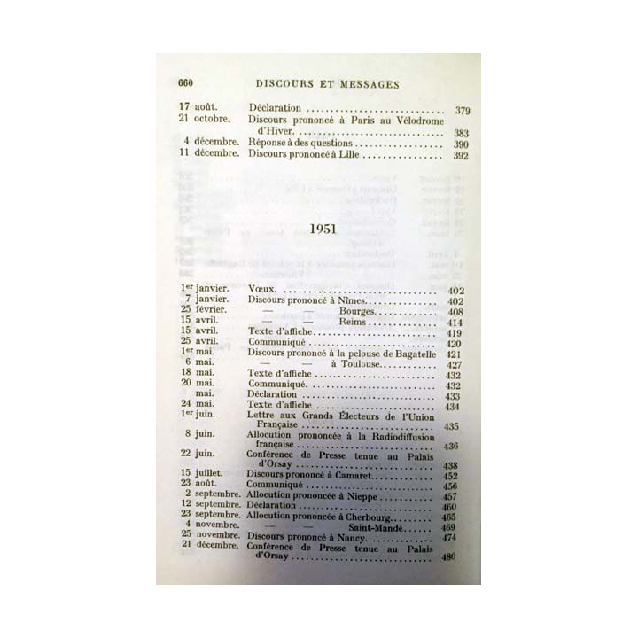 1. Discours et messages Tome 2 Dans l'attente 1946 1958 de Charles de Gaulle aux éditions Plon