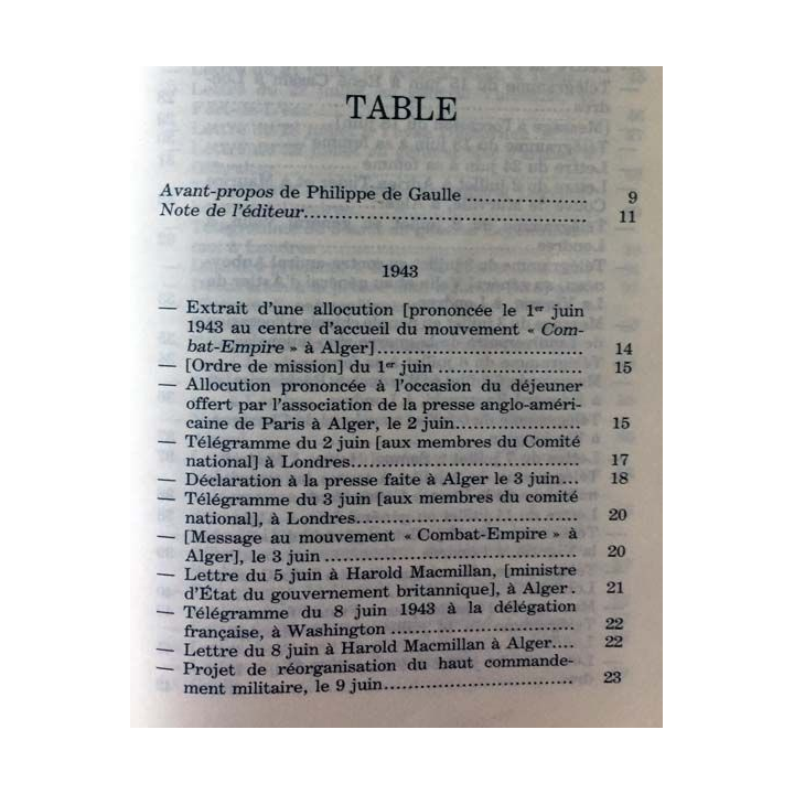 1. Lettres notes et carnets Juin 1943 - Mai 1945 de Charles de Gaulle aux éditions Plon