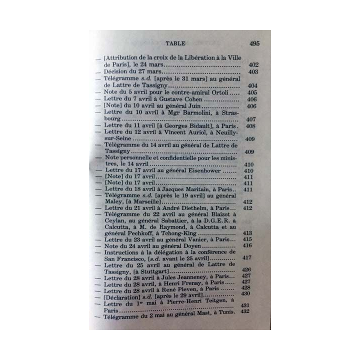 1. Lettres notes et carnets Juin 1943 - Mai 1945 de Charles de Gaulle aux éditions Plon