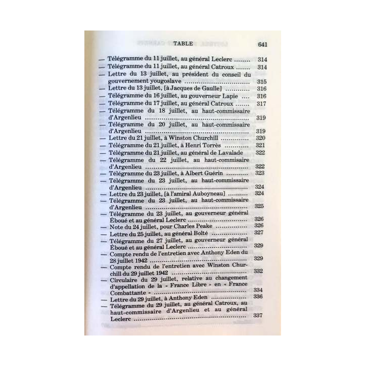 1. Lettres notes et carnets Juillet 1941 - Mai 1943 de Charles de Gaulle aux éditions Plon
