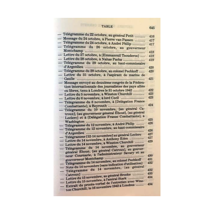 1. Lettres notes et carnets Juillet 1941 - Mai 1943 de Charles de Gaulle aux éditions Plon