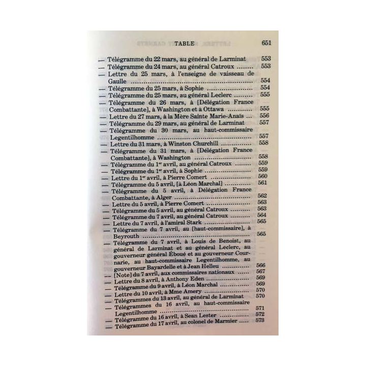 1. Lettres notes et carnets Juillet 1941 - Mai 1943 de Charles de Gaulle aux éditions Plon