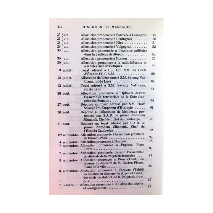 1. Discours et messages Tome 5 Vers le terme 1966 - 1969 de Charles de Gaulle aux éditions Plon