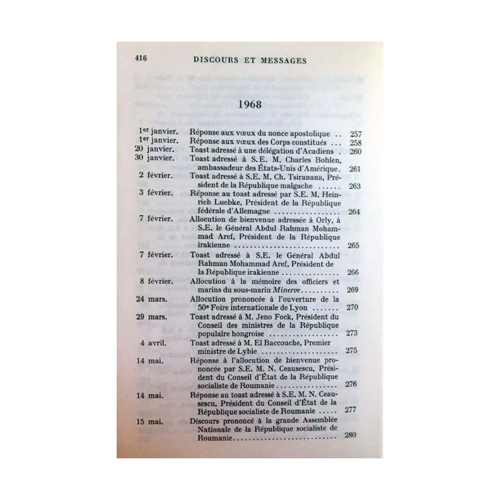 1. Discours et messages Tome 5 Vers le terme 1966 - 1969 de Charles de Gaulle aux éditions Plon