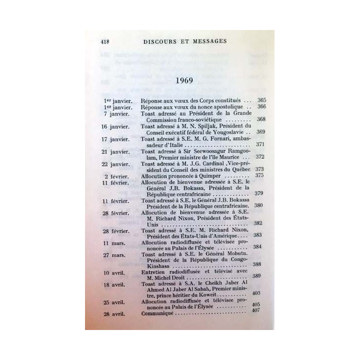1. Discours et messages Tome 5 Vers le terme 1966 - 1969 de Charles de Gaulle aux éditions Plon