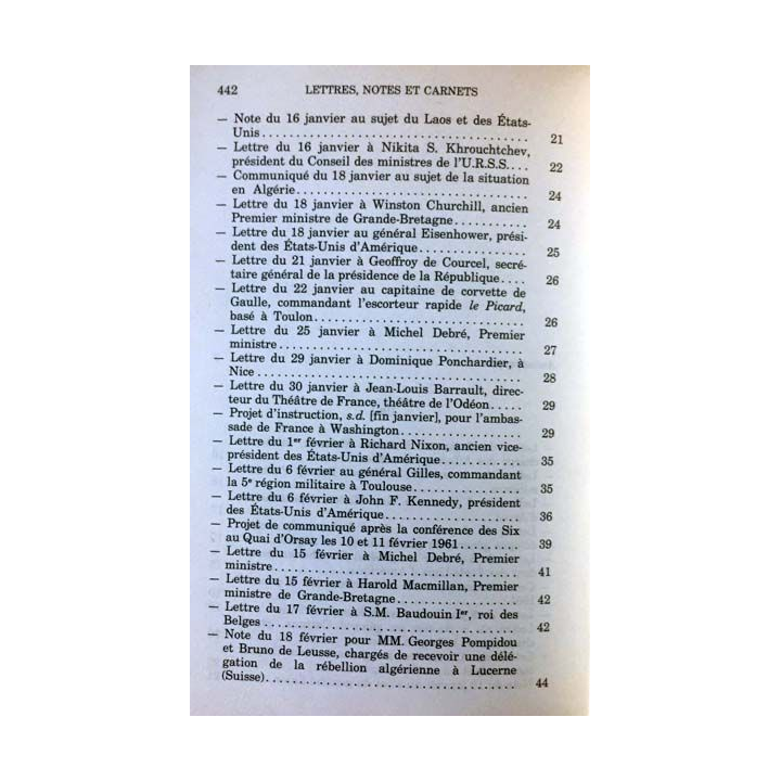 1. Lettres notes et carnets Janvier 1961 - Décembre 1963 de Charles de Gaulle aux éditions Plon