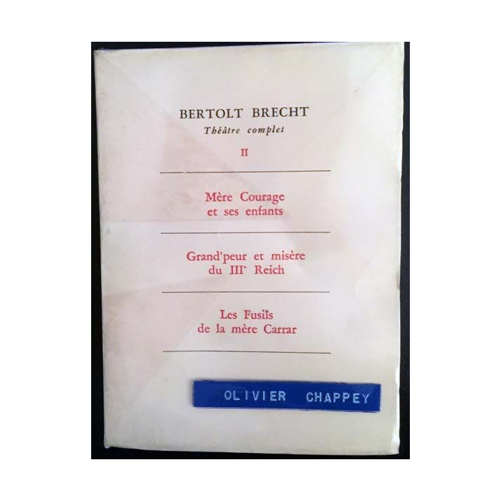 1. Bertolt Brecht Théâtre complet II aux éditions L'arche
