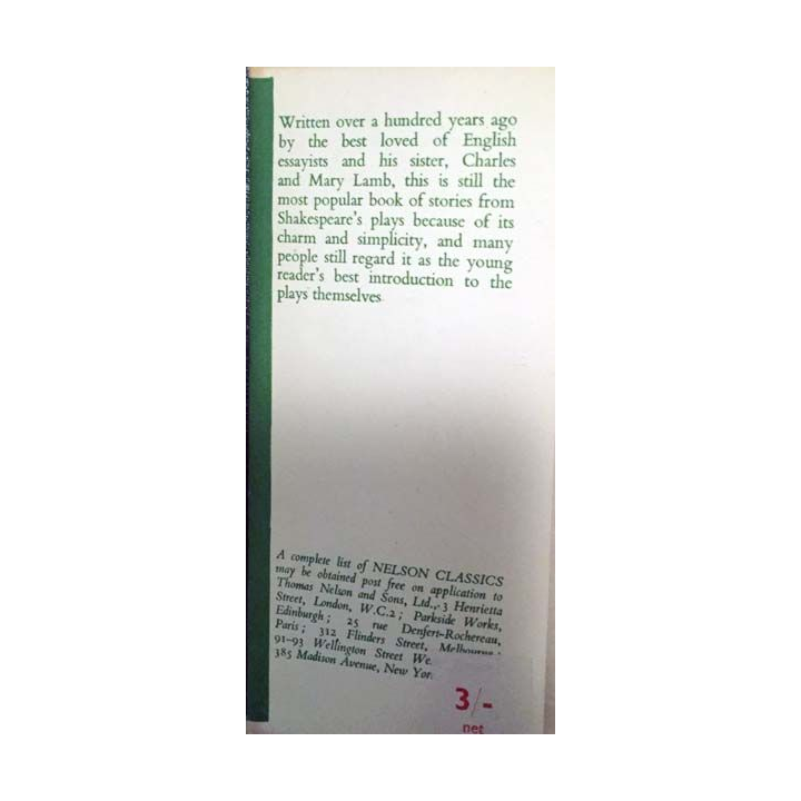 1. Tales from Shakespeare de Charles Lamb aux éditions The Nelson Classics