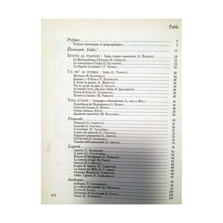 1. L'Italie par les textes de E. Barincou, S. Camugli et G. Ulysse aux éditions Hachette