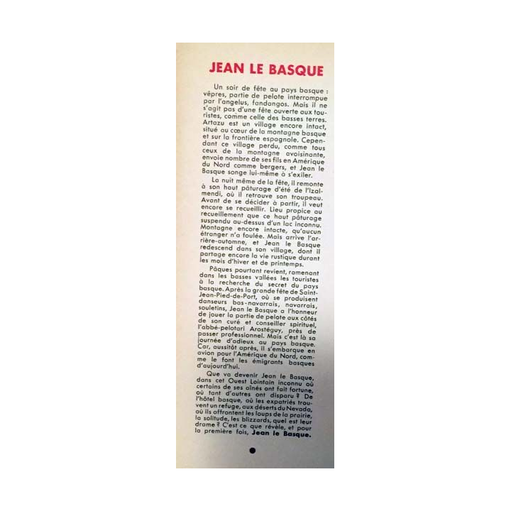 1. Jean Le Basque de Joseph Peyré aux éditions Flammarion