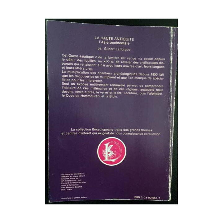 1. La haute antiquité l'Asie occidentale de Gilbert Lafforgue aux éditions Larousse