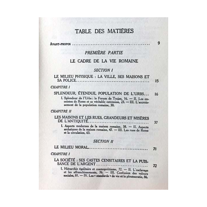 1. La vie quotidienne à Rome à l'apogée de l'empire de Jérôme Carcopino aux éditions Librairie Hachette
