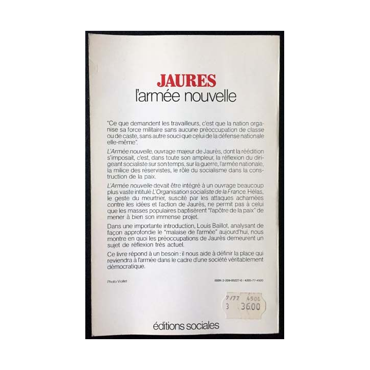 1. L'armée nouvelle de Jean Jaures aux éditions Sociales