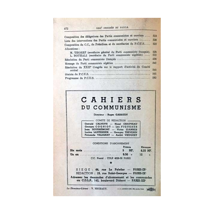 1. XXIIe Congrès du parti communiste de l'union soviétique 17-31 octobre 1961 n°12