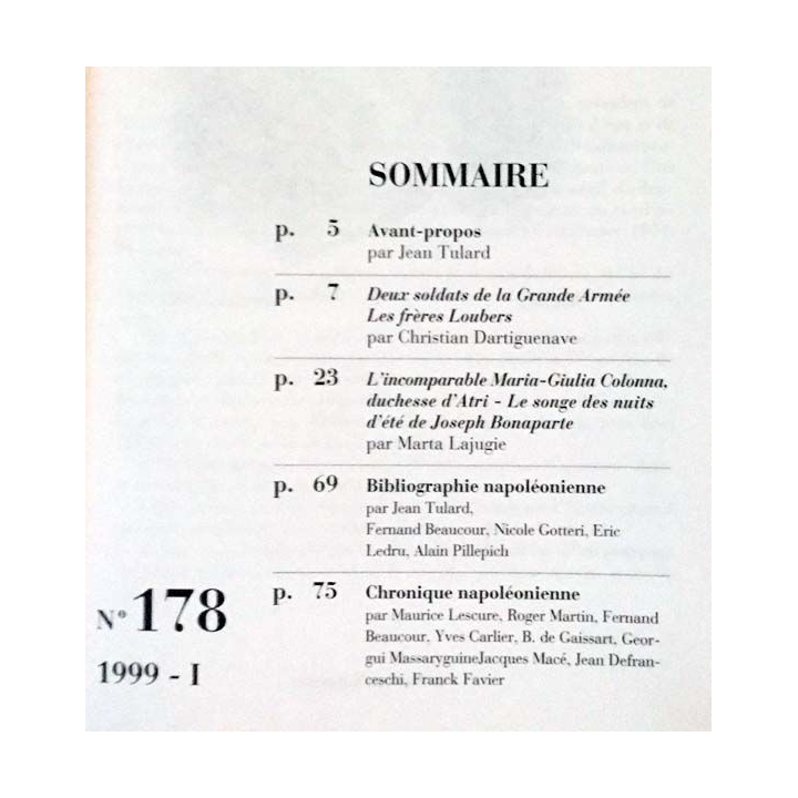 1. Revue de l'institut Napoléon n°178 1999 - I aux éditions SPM