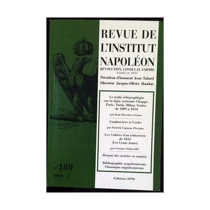 1. Revue de l'institut Napoléon n°180 2000 - I aux éditions SPM