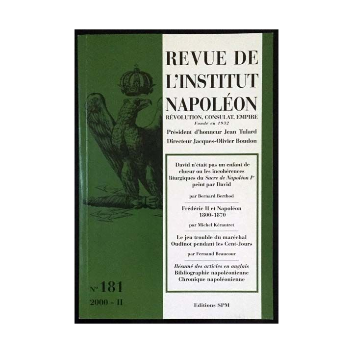 1. Revue de l'institut Napoléon n°181 2000 - II aux éditions SPM