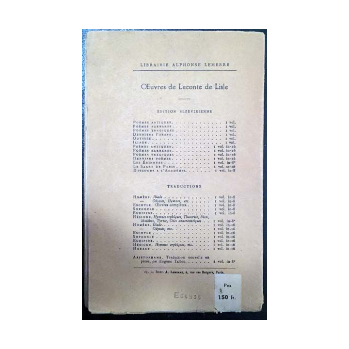 1. Odyssée de Homère aux éditions Librairie Alphonse Lemerre