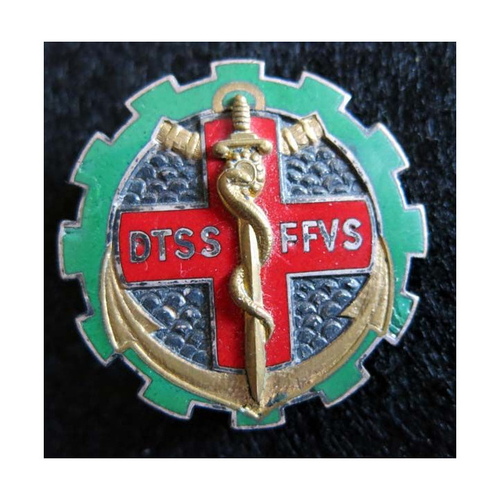 DTSS FFVS: insigne métallique de Direction du Train du Service de Santé au Viet Nam Sud 